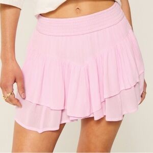 Asymmetrical Hem Tiered Mini Skort